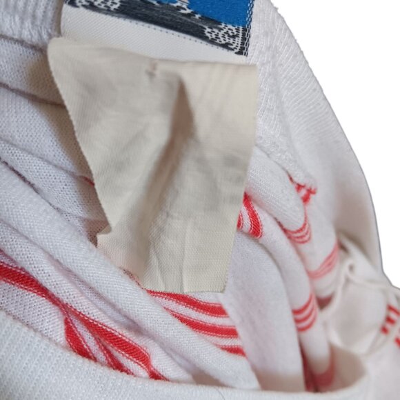 XL Vintage Women's Top Ms. Tops California Red White Striped Short Sleeve Blouse - Picture 6 of 6